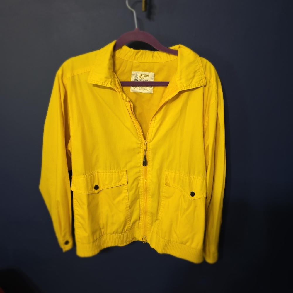London Fog Harrington Jacket Ladies Large Yellow Full Zip Vintage 1980’s